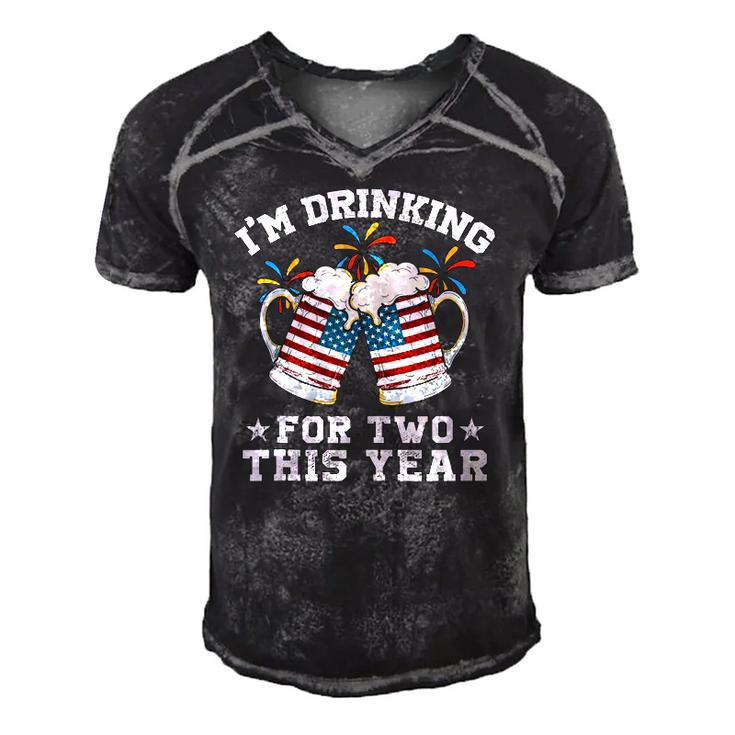 Im Drinking For Two This Year Pregnancy 4Th Of July  Men's Short Sleeve V-neck 3D Print Retro Tshirt