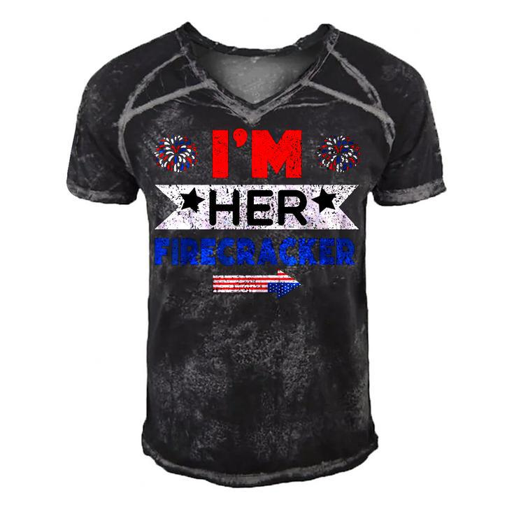 Im Her Firecracker 4Th Of July Matching Couple For Her  Men's Short Sleeve V-neck 3D Print Retro Tshirt