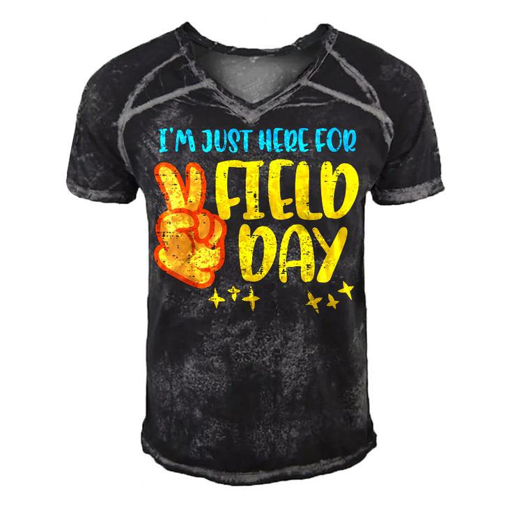 Im Just Here For Day Field Peace Sign Funny Boys Girls Kids  Men's Short Sleeve V-neck 3D Print Retro Tshirt