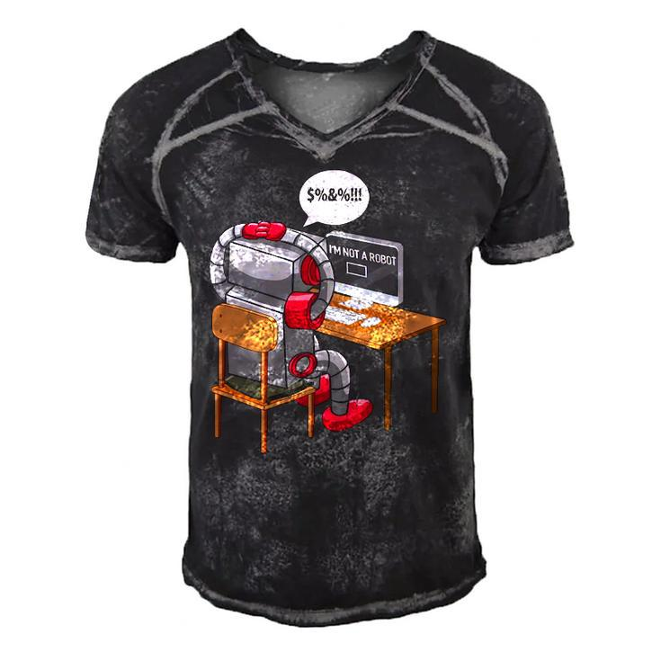 Im Not A Robot Technology Funny Robotic Engineer Internet Men's Short Sleeve V-neck 3D Print Retro Tshirt