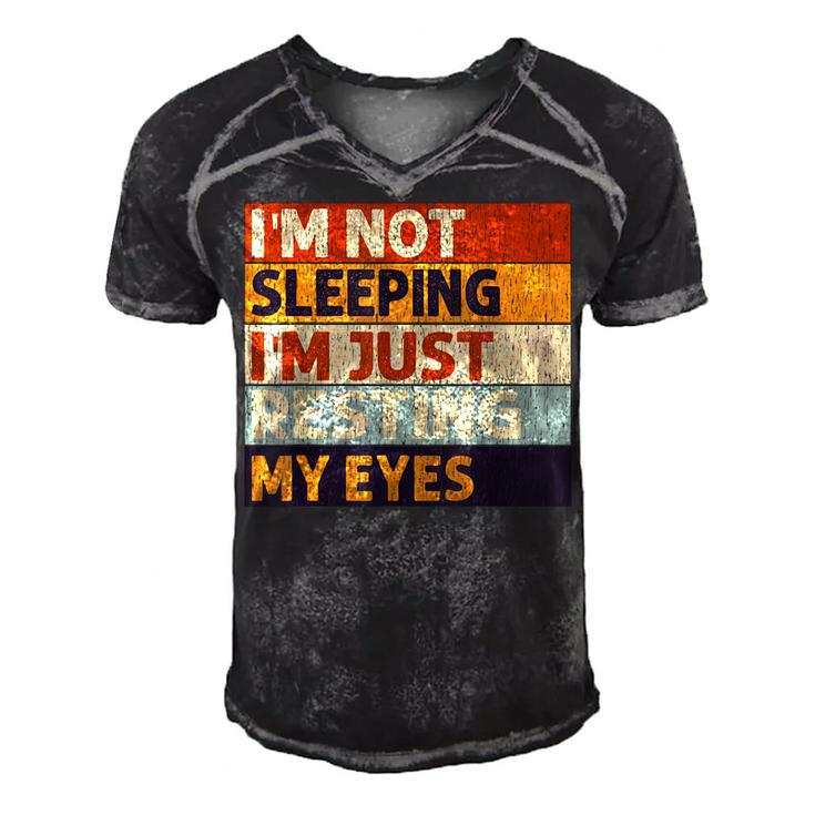 Im Not Sleeping Im Just Resting My Eyes Vintage Dad Joke  Men's Short Sleeve V-neck 3D Print Retro Tshirt