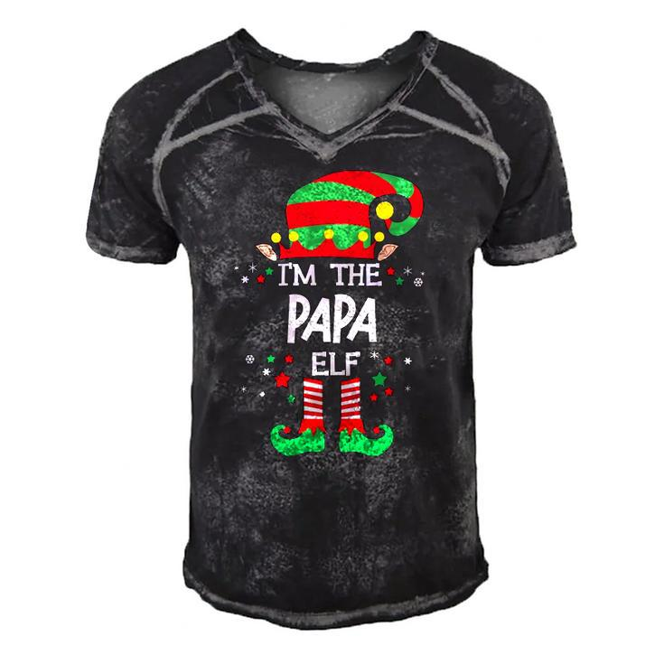 Im The Papa Elf Group Matching Christmas Pajama Men's Short Sleeve V-neck 3D Print Retro Tshirt