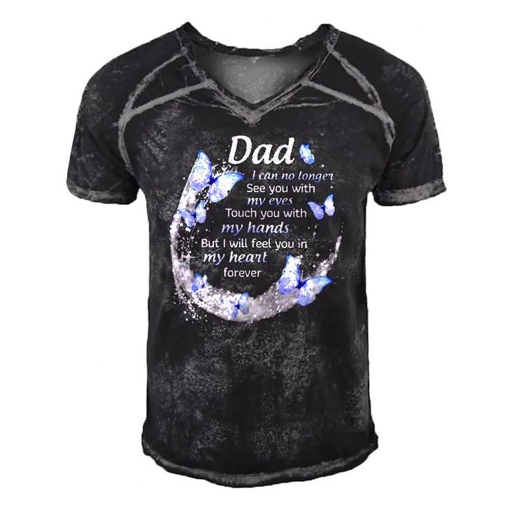 In Memory Of Dad I Will Feel You In My Heart Forever Fathers Day Men's Short Sleeve V-neck 3D Print Retro Tshirt