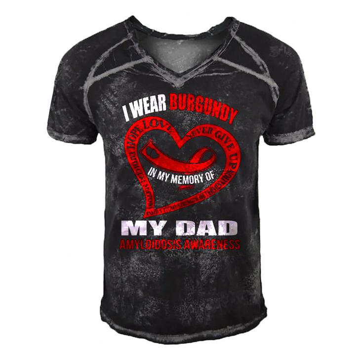 In My Memory Of My Dad Amyloidosis Awareness Men's Short Sleeve V-neck 3D Print Retro Tshirt