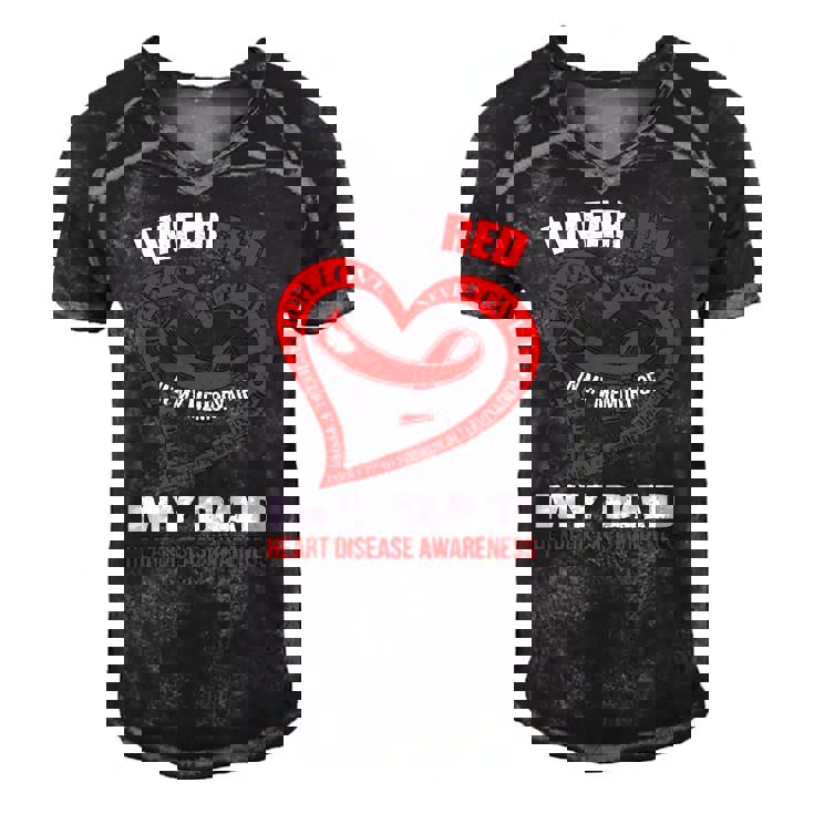 In My Memory Of My Dad Heart Disease Awareness Men's Short Sleeve V-neck 3D Print Retro Tshirt