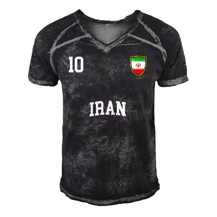 Iran 10 Iranian Flag Soccer Team Football Men's Short Sleeve V-neck 3D Print Retro Tshirt