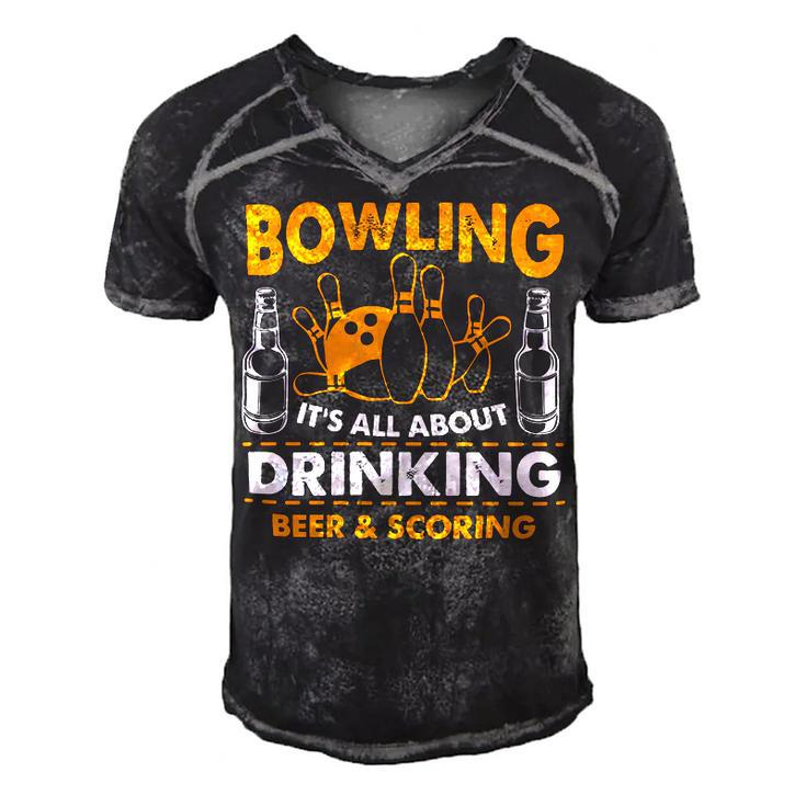 Its All About Drinking Beer And Scoring 178 Bowling Bowler Men's Short Sleeve V-neck 3D Print Retro Tshirt