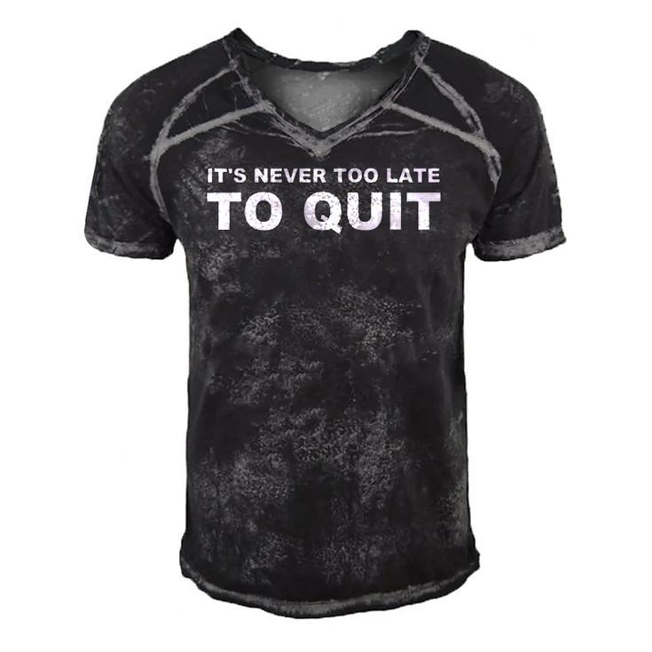Its Never Too Late To Quit - Military College   Men's Short Sleeve V-neck 3D Print Retro Tshirt