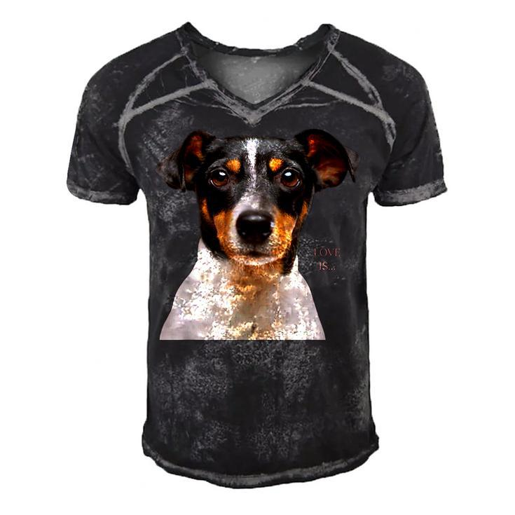 Jack Russell Terrier  Mom Dad Women Men Kids Love Dog  V2 Men's Short Sleeve V-neck 3D Print Retro Tshirt