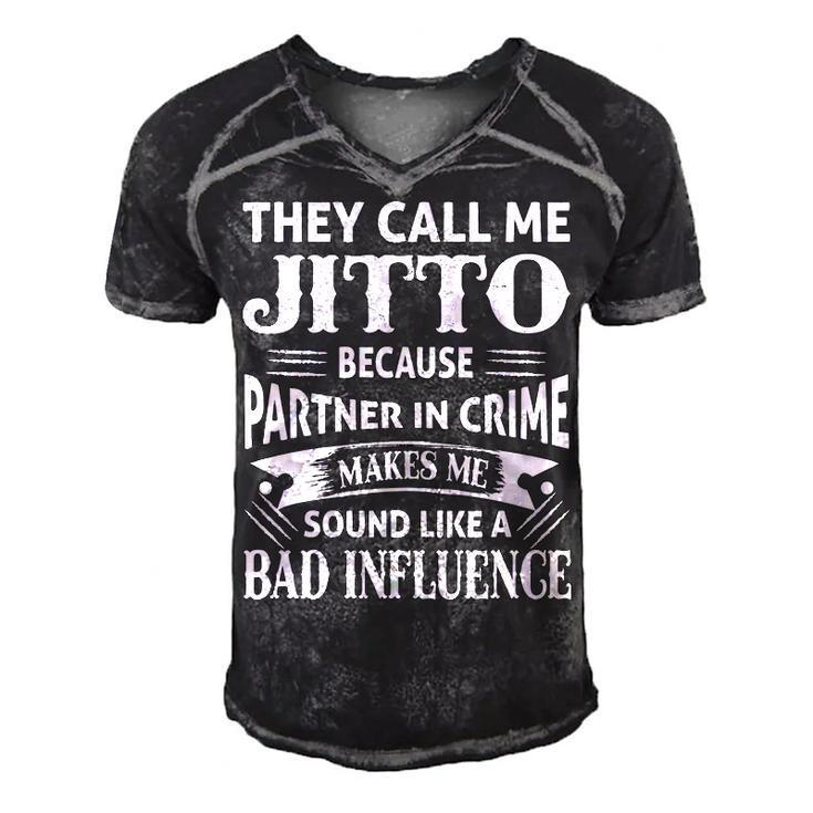 Jitto Grandpa Gift   They Call Me Jitto Because Partner In Crime Makes Me Sound Like A Bad Influence Men's Short Sleeve V-neck 3D Print Retro Tshirt