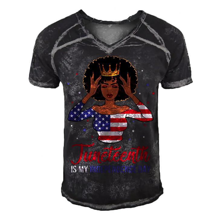 Juneteenth  Is My Independence Day 4Th July Black Afro Flag   Men's Short Sleeve V-neck 3D Print Retro Tshirt