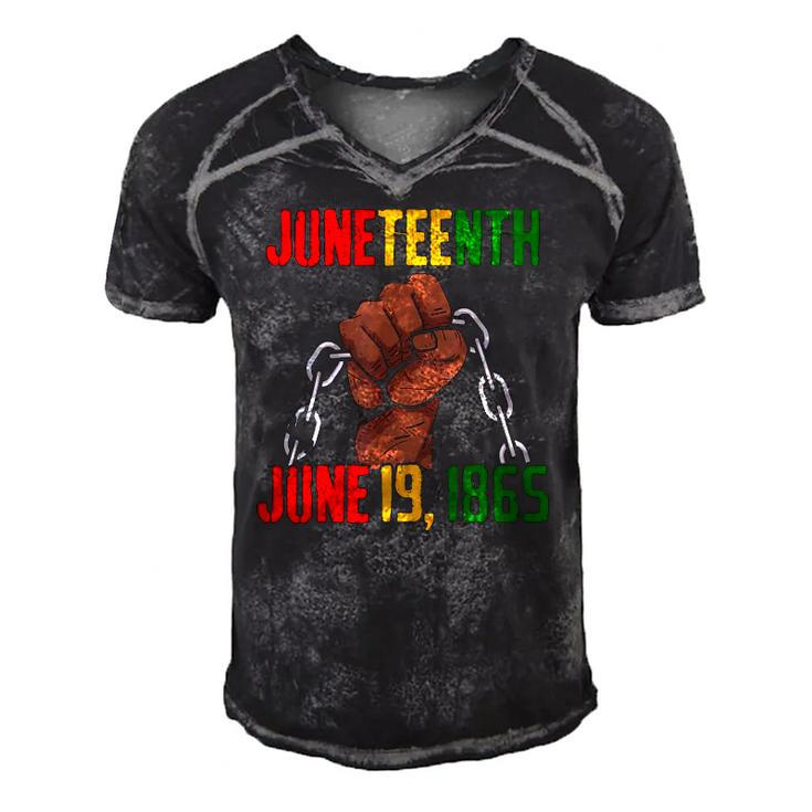Juneteenth June 19Th 1865 Juneteenth Black Freedom Day Flag Men's Short Sleeve V-neck 3D Print Retro Tshirt