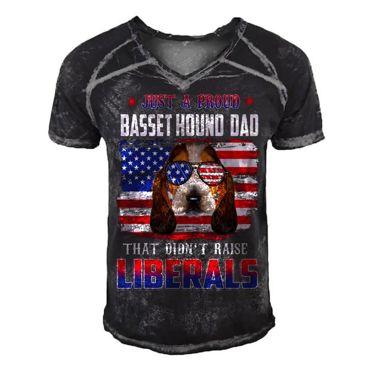 Just A Proud Basset Hound Dad Merica Dog 4Th Of July  Men's Short Sleeve V-neck 3D Print Retro Tshirt