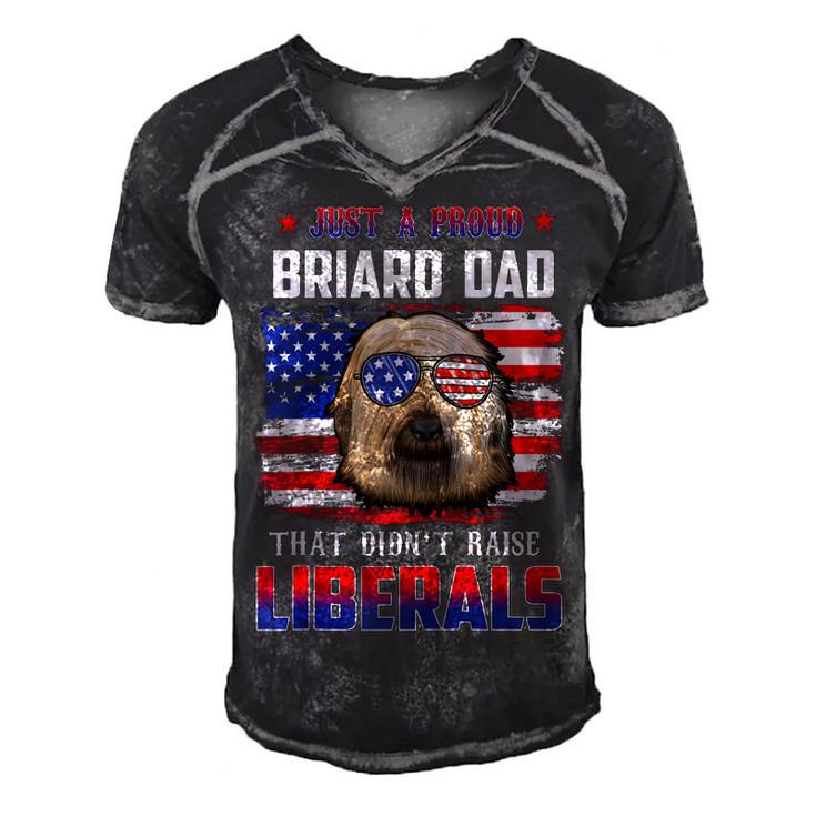 Just A Proud Briard Dad Merica Dog Patriotic 4Th Of July  Men's Short Sleeve V-neck 3D Print Retro Tshirt