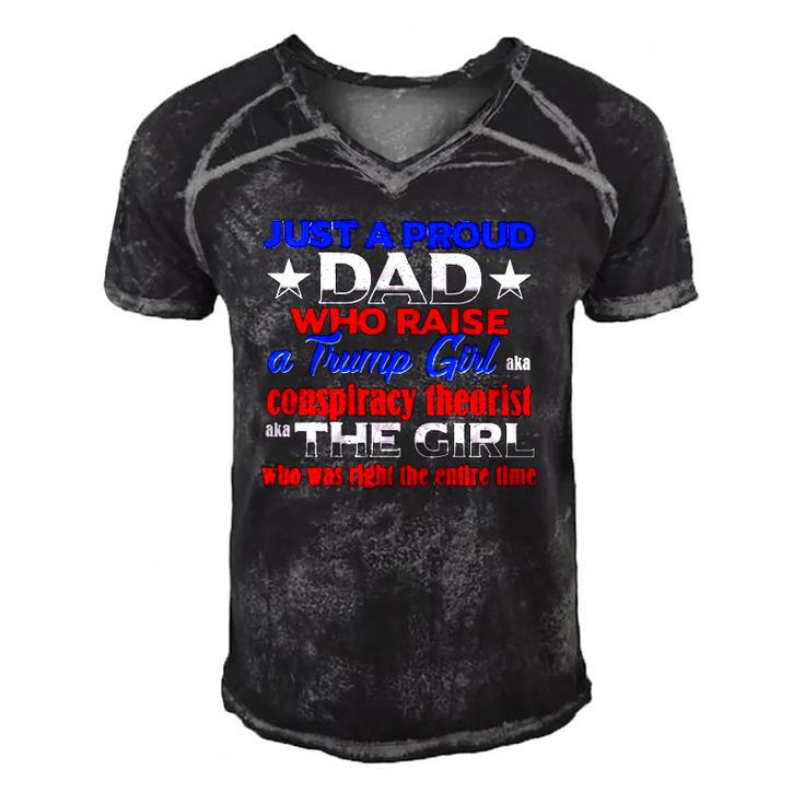 Just A Proud Dad Who Raise A Trump Girl Conspiracy Theorist The Girl Men's Short Sleeve V-neck 3D Print Retro Tshirt