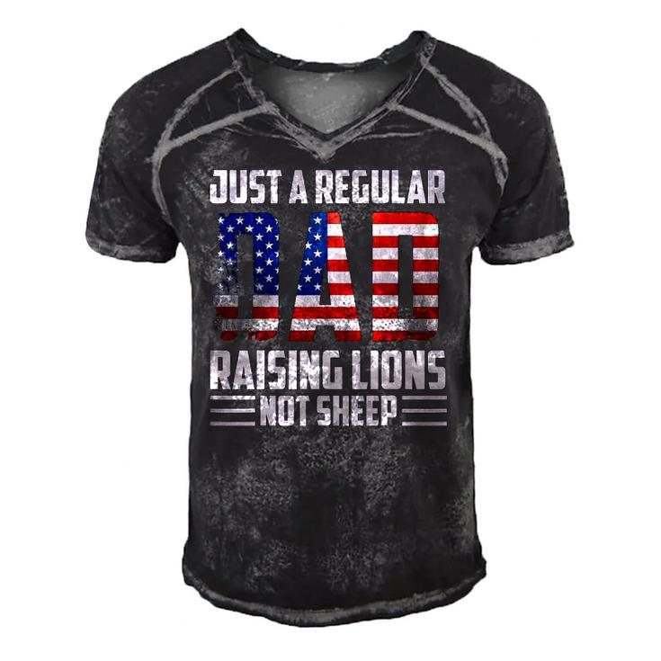 Just A Regular Dad Raising Lions For Men 4Th Of July Men's Short Sleeve V-neck 3D Print Retro Tshirt