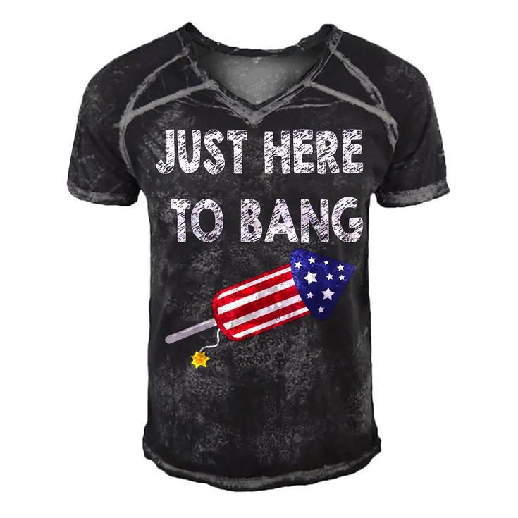 Just Here To Bang 4Th July American Flag - Independence Day  Men's Short Sleeve V-neck 3D Print Retro Tshirt