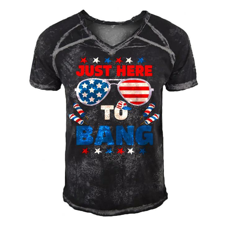 Just Here To Bang  Men Just Here To Bang 4Th Of July  Men's Short Sleeve V-neck 3D Print Retro Tshirt