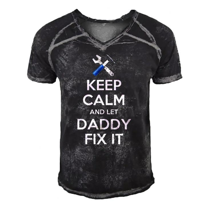 Keep Calm And Let Daddy Fix It Gift Christmas Men's Short Sleeve V-neck 3D Print Retro Tshirt