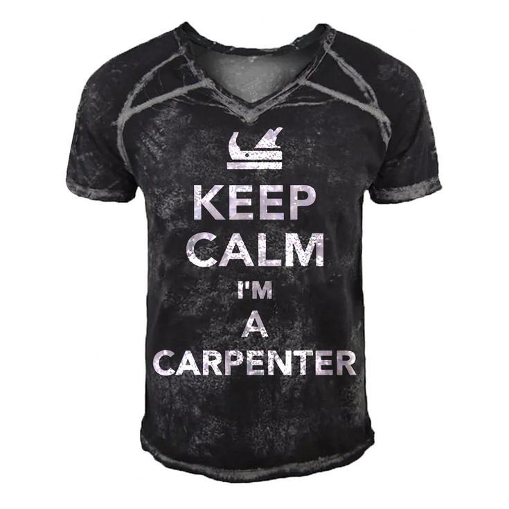 Keep Calm Im A Carpenter  Men's Short Sleeve V-neck 3D Print Retro Tshirt