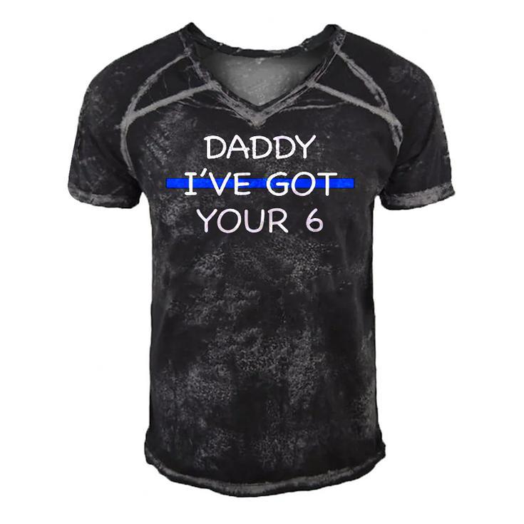 Kids Daddy Ive Got Your 6 Thin Blue Line Cute Men's Short Sleeve V-neck 3D Print Retro Tshirt