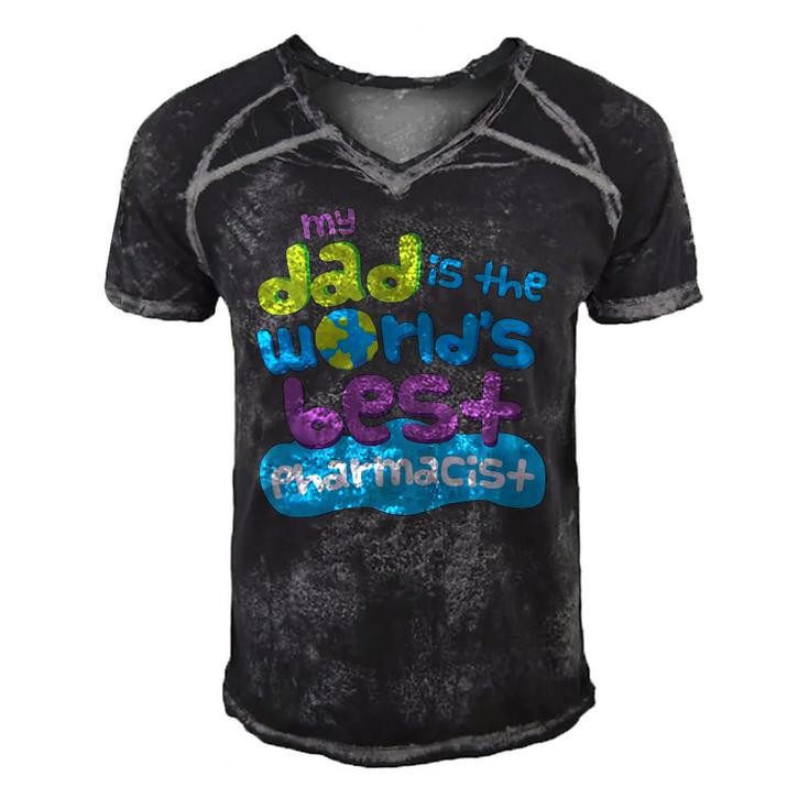 Kids My Dad Is The Worlds Best Pharmacist Men's Short Sleeve V-neck 3D Print Retro Tshirt
