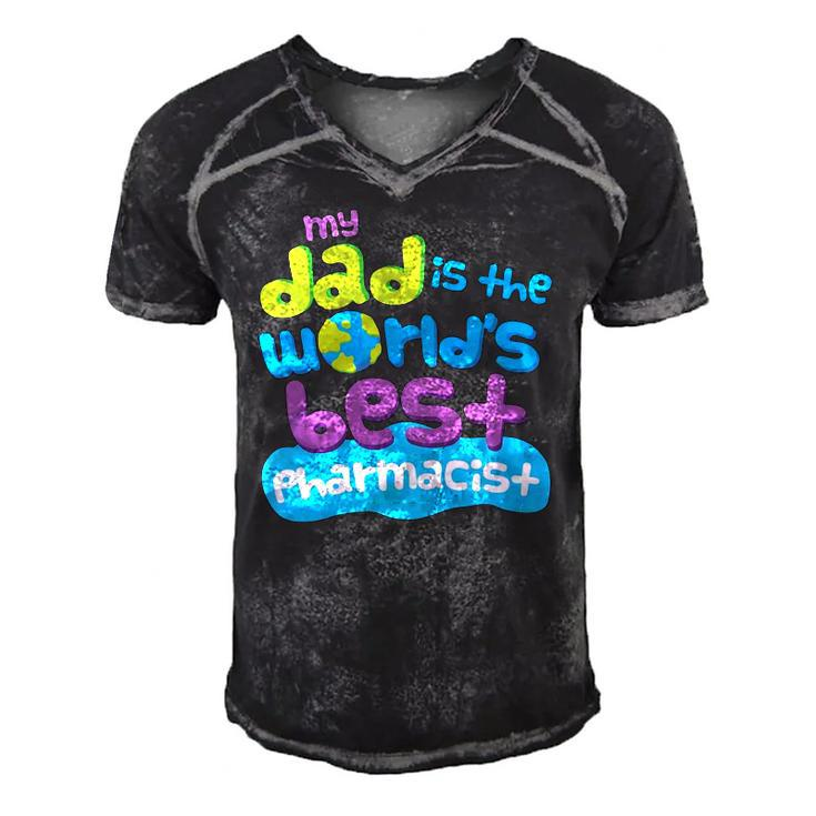 Kids My Dad Is The Worlds Best Pharmacist Men's Short Sleeve V-neck 3D Print Retro Tshirt