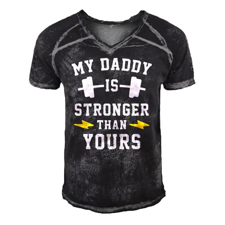 Kids My Daddy Is Stronger Than Yours - Matching Twins Men's Short Sleeve V-neck 3D Print Retro Tshirt