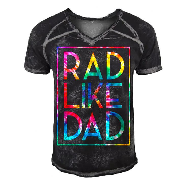 Kids Rad Like Dad Tie Dye Funny Fathers Day Toddler Boy Girl  Men's Short Sleeve V-neck 3D Print Retro Tshirt