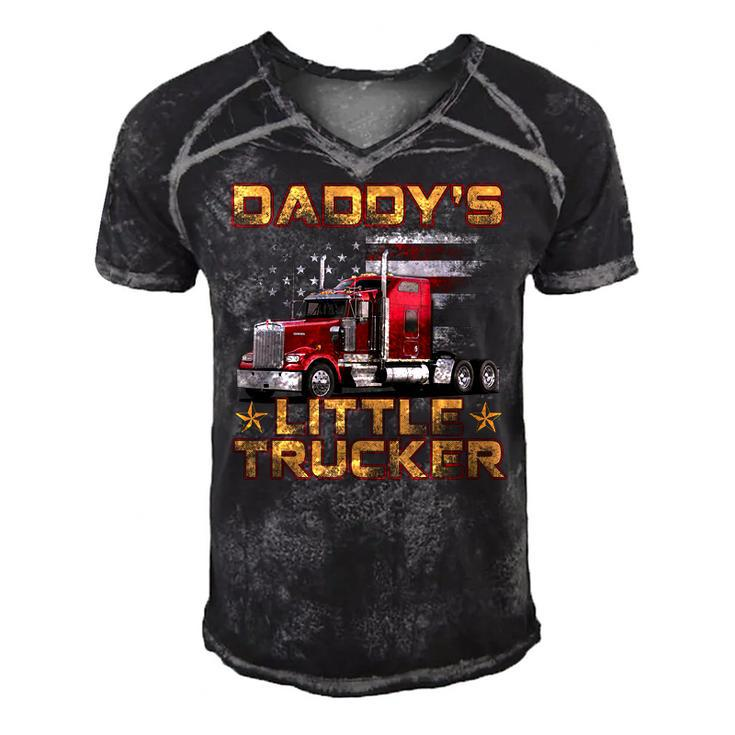 Kids Semi Truck Boys Gift Daddys Little Trucker Fathers Day  Men's Short Sleeve V-neck 3D Print Retro Tshirt