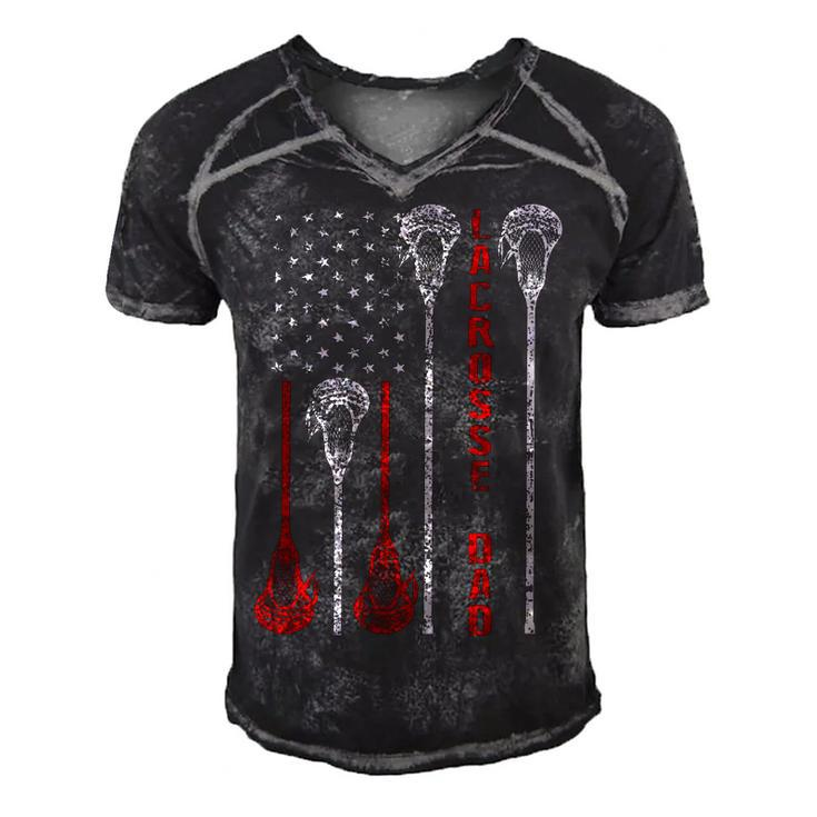 Lacrosse Dad 4Th Of July Usa Flag  Gift Men's Short Sleeve V-neck 3D Print Retro Tshirt