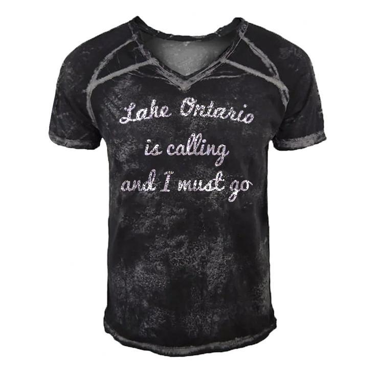 Lake Ontario New York Funny Fishing Camping Summer Gift Men's Short Sleeve V-neck 3D Print Retro Tshirt
