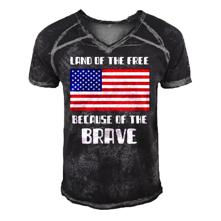 Land Of The Free Because Of The Brave Memorial Day Sale Flag Men's Short Sleeve V-neck 3D Print Retro Tshirt