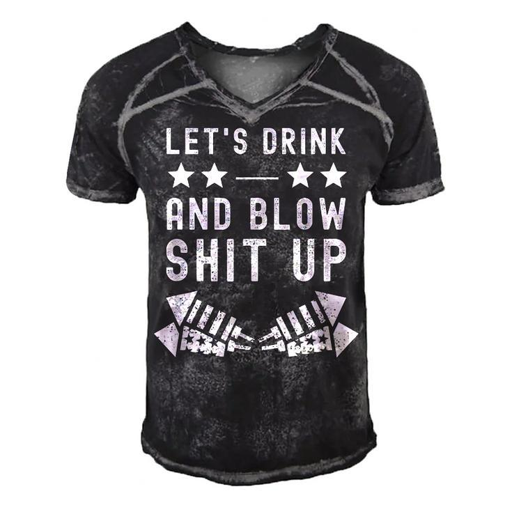 Lets Drink Blow Shit Funny Up 4Th Of July Fireworks Usa  Men's Short Sleeve V-neck 3D Print Retro Tshirt