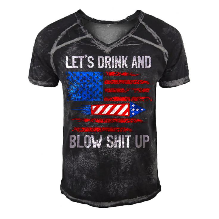 Lets Drink Blow Shit-Up 4Th Of July Flag Independence Day  Men's Short Sleeve V-neck 3D Print Retro Tshirt