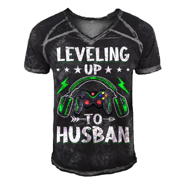 Leveling Up To Husban Husband Video Gamer Gaming  Men's Short Sleeve V-neck 3D Print Retro Tshirt