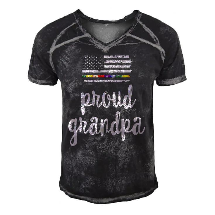Lgbt Pride American Flag Proud Grandpa 4Th Of July Men's Short Sleeve V-neck 3D Print Retro Tshirt