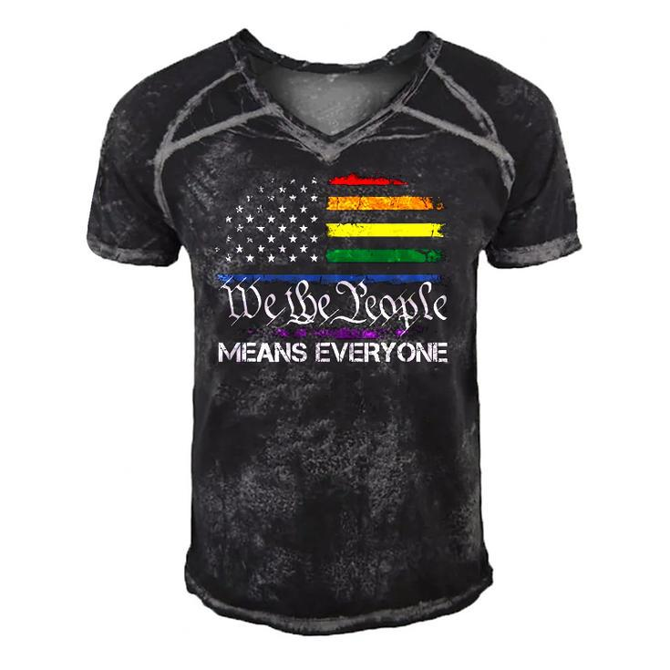 Lgbt Vintage 1776 American Flag We The People Means Everyone Men's Short Sleeve V-neck 3D Print Retro Tshirt