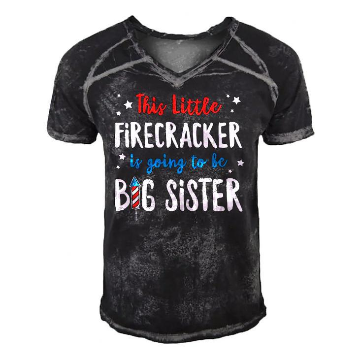 Little Firecracker Pregnancy Announcement 4Th Of July Girls Men's Short Sleeve V-neck 3D Print Retro Tshirt