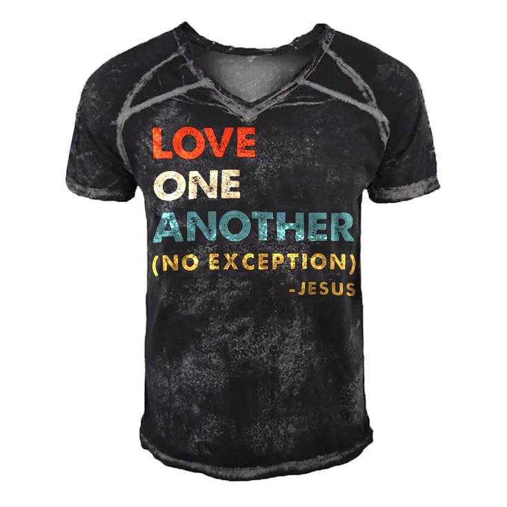 Love One Another No Exceptions Jesus Christ Christian Lover 260220B Men's Short Sleeve V-neck 3D Print Retro Tshirt