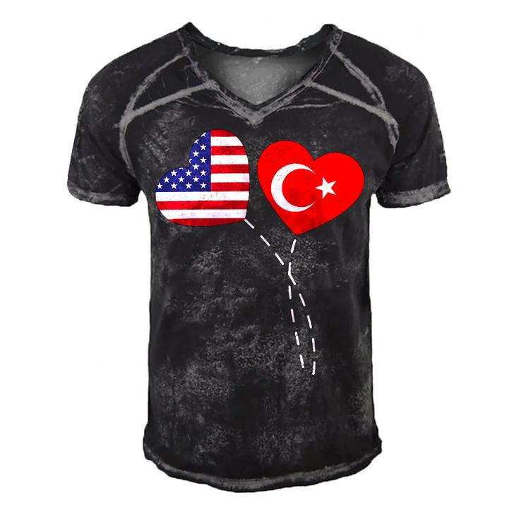 Loving Usa Turkey Flag Heart Turkish 13 Shirt Men's Short Sleeve V-neck 3D Print Retro Tshirt