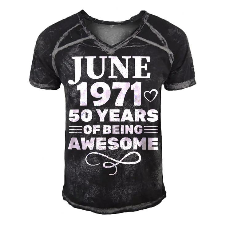 Made In June 1971 50 Years Of Being Awesome Men's Short Sleeve V-neck 3D Print Retro Tshirt