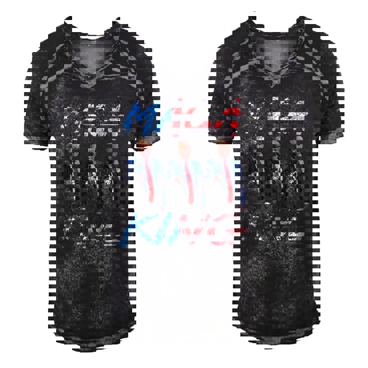 Maga King Ultra Maga Patriotic Trump Patriotic American Flag Men's Short Sleeve V-neck 3D Print Retro Tshirt