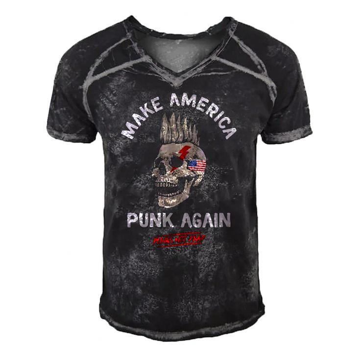 Make America Punk Again Punks Not Dead Skull Rock Style Men's Short Sleeve V-neck 3D Print Retro Tshirt