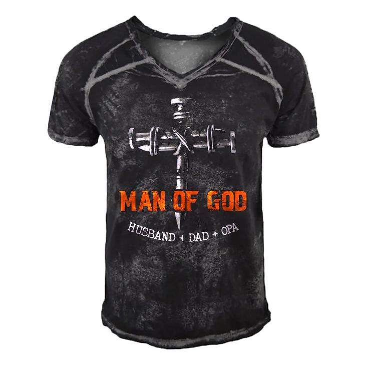 Man Of God Husband Dad Opa Cool Men's Short Sleeve V-neck 3D Print Retro Tshirt