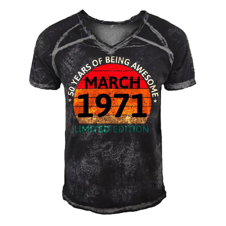 March 1971 50 Years Old Retro Vintage 50Th Birthday Men's Short Sleeve V-neck 3D Print Retro Tshirt