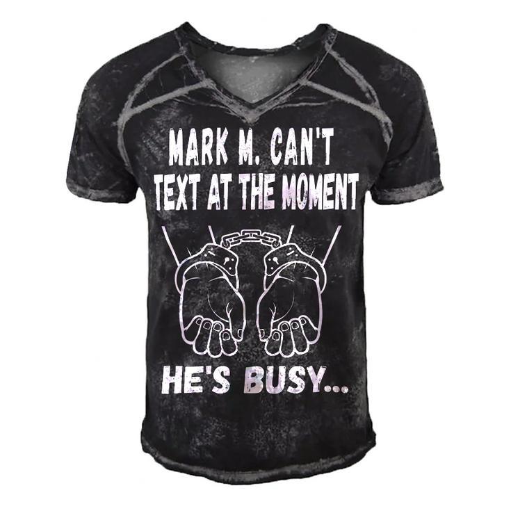 Mark M Cant Text At The Moment Hes Busy Men's Short Sleeve V-neck 3D Print Retro Tshirt