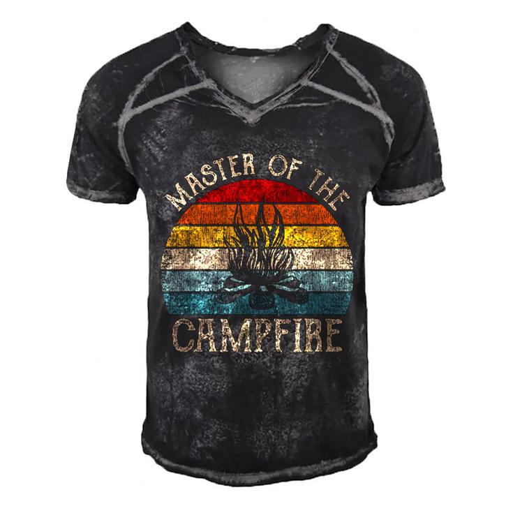 Master Of The Campfire Camping Retro Camper  Men's Short Sleeve V-neck 3D Print Retro Tshirt