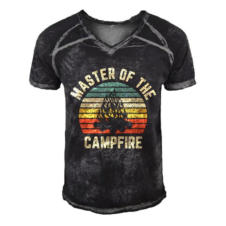 Master Of The Campfire Camping Vintage Camper  Men's Short Sleeve V-neck 3D Print Retro Tshirt
