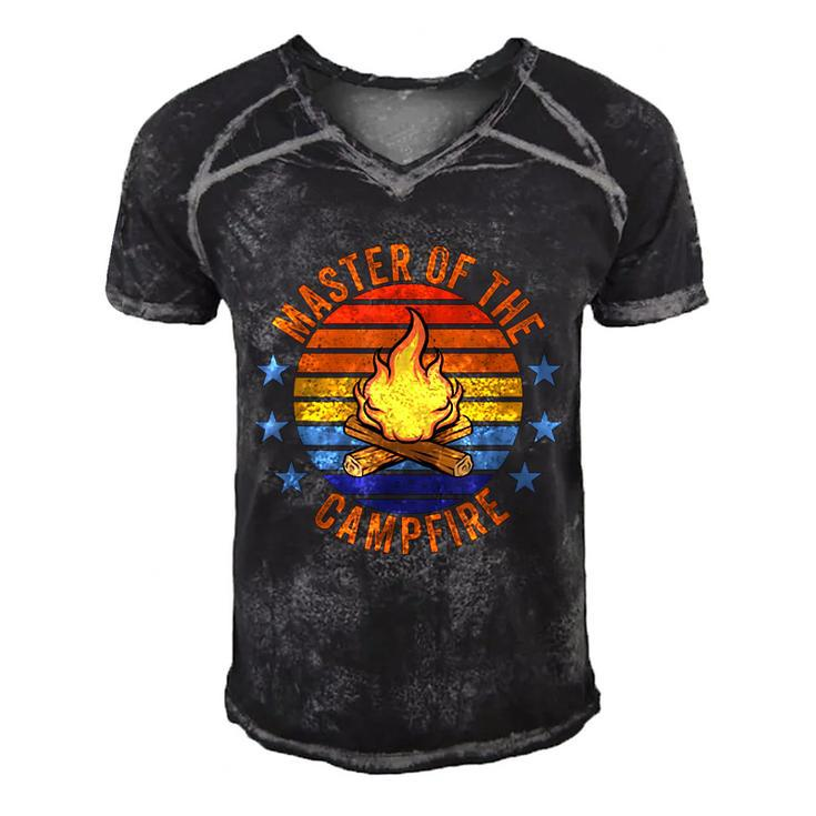 Master Of The Campfire Camping Vintage Camper Summer Retro Men's Short Sleeve V-neck 3D Print Retro Tshirt